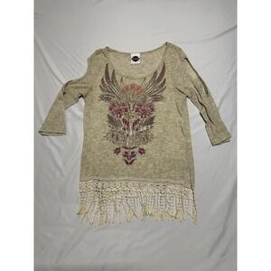 Ladies Harley Davidson Long Sleeve T-shirt Shoulder Cut Out Women's Size M